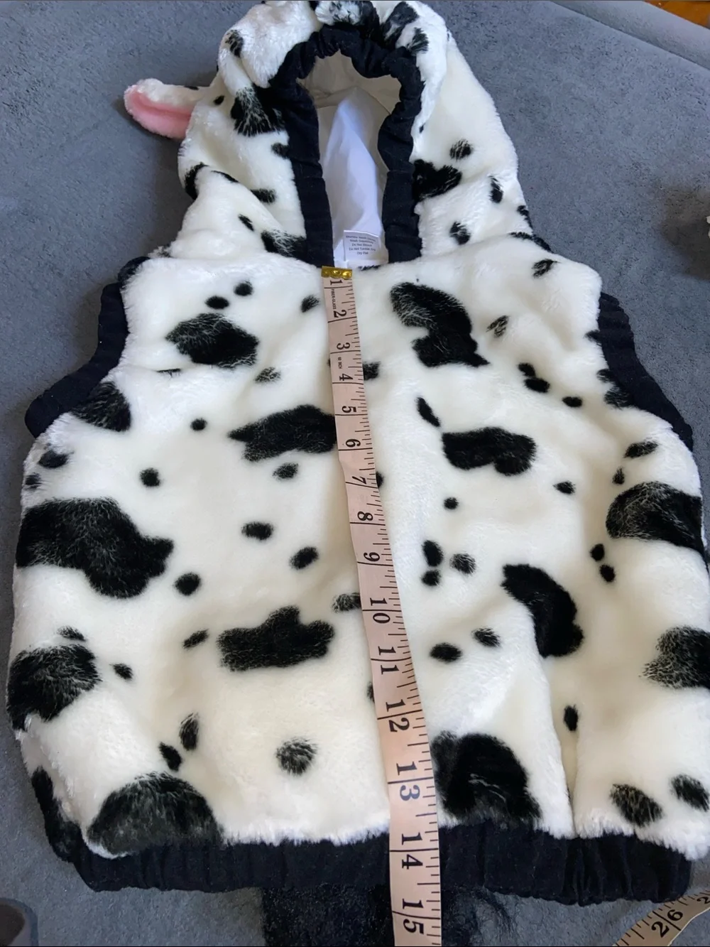 Kids Cow Print Fleece Hooded Vest - Black & White Approximately 2+years and up